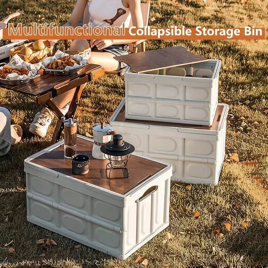 1 Outdoor Camping Storage Box with Lid, Multi-Purpose Large Capacity Car Trunk Organizer, Portable Stall Sorting Box, Suitable F