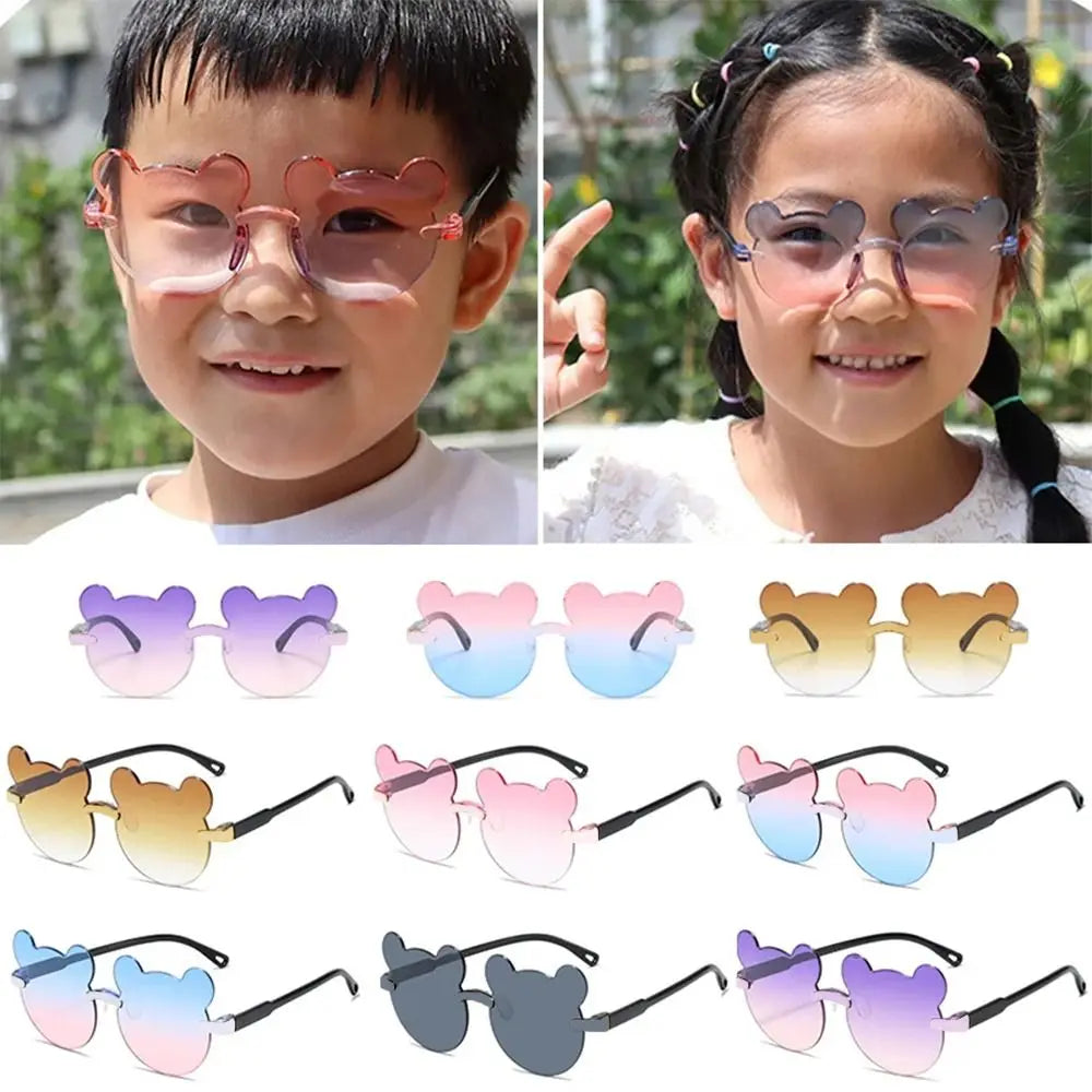 Kids Sun Sunglasses Bear Shape Children Glasses Cartoon Rimless UV400 Child Eyeglasses Outdoor Anti-Glare Girls Boys Sunglasses