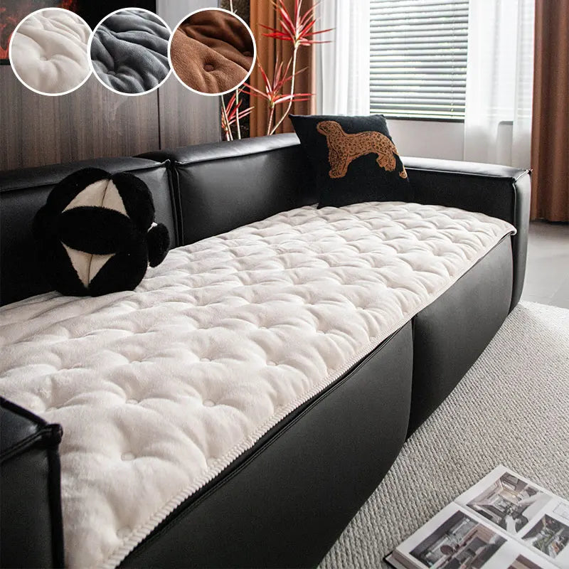 Sofa cushion with a light luxury feel for all seasons 2025 new flannel straight row anti slip sitting cushion