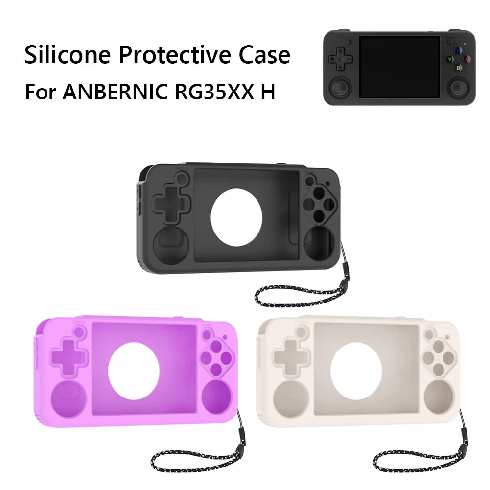 Silicone Protective Sleeve Skin with Lanyard Protective Case Protective Cover for Anbernic RG35XX H Retro Handheld Game Console