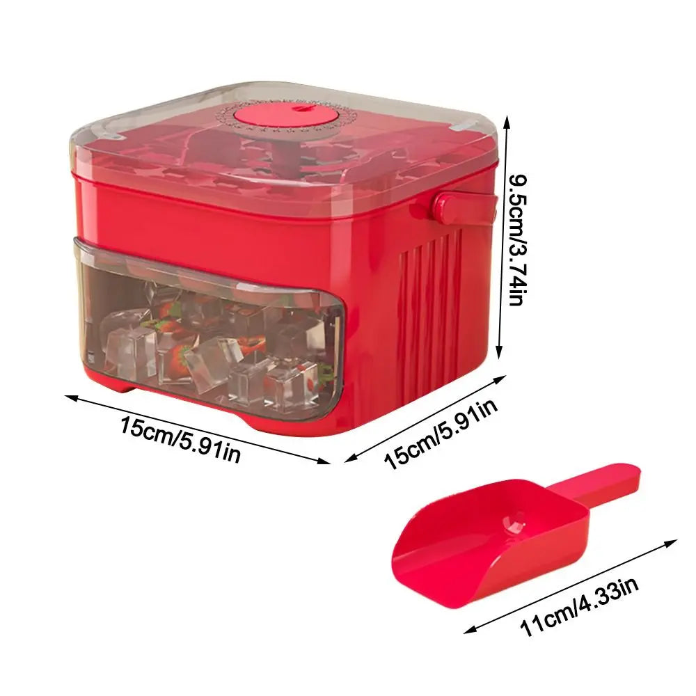 50-Cube Ice Maker with Easy Press Cap Large Capacity Double-layer Ice Cube Machine with Easy-press Lid Reusable Ice Cube Maker