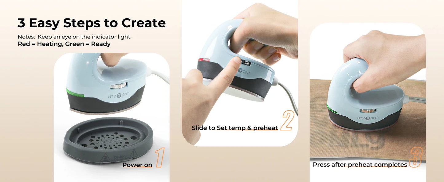 HTVRONT Heat Press H1 Mini Heat Press Machine Small Heat Press Portable Iron Press Machine for T Shirts, Hats, Heating Transfer