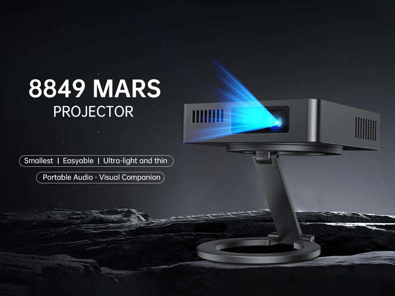 8849 MARS Mini Projector Portable DLP Projector Pocket Size Auto Focus & Key Compatible for Laptop, PC, Smartphone