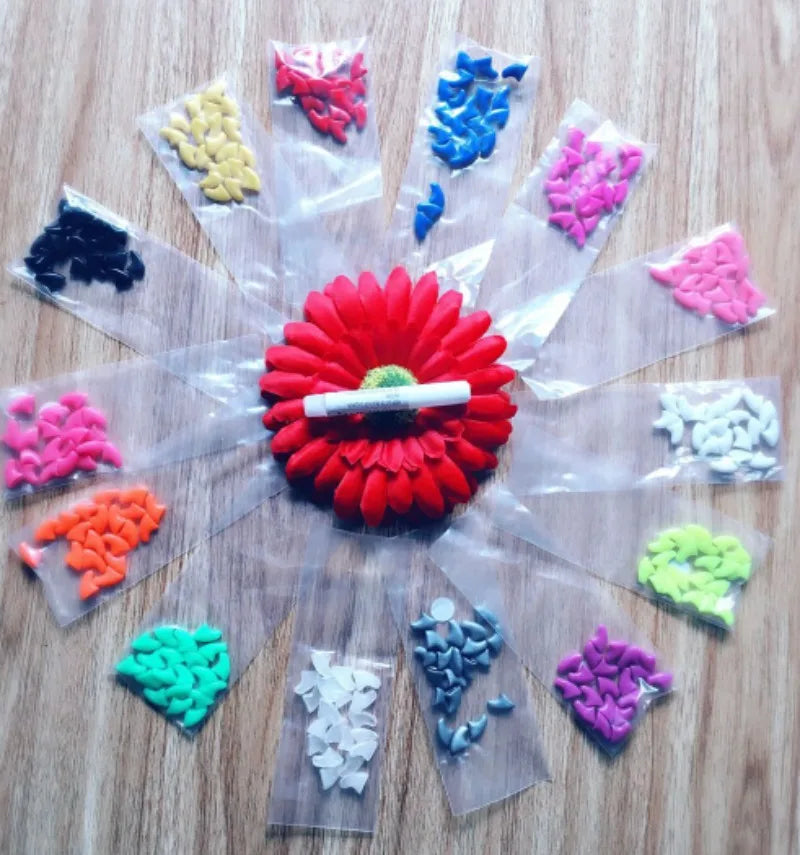 Hot Sale Lots 100pcs Crystal Series Soft Cat Pet Nail Caps Claw Control Paws off + 5pcs Adhesive Glue  safety Size XS S M L