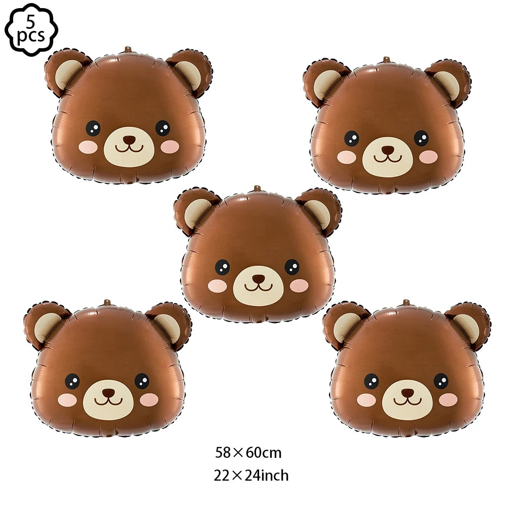 Coffee Brown Teddy Bear Balloon Number Heart Balloon set kid Birthday Party Decoration Baby Shower wedding Valentine's Day decor