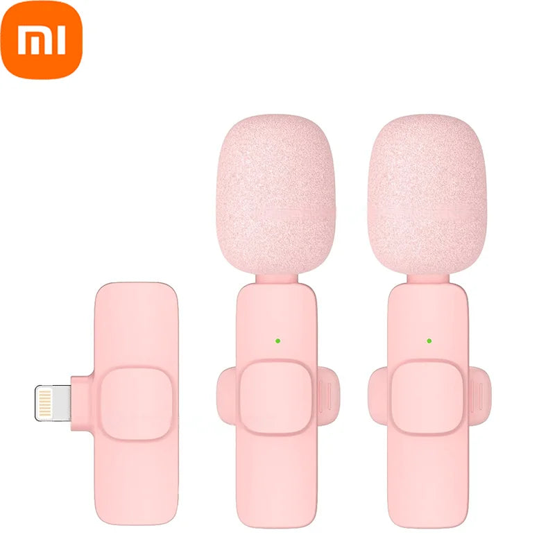Xiaomi Pink Wireless Lavalier Microphone for iPhone Android PC Live Gaming Phone Portable Audio Video Recording Vlog Microphone