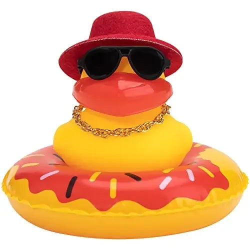 Mini Rubber Resin Duck  for Car Decoration Dashboard Car Decoration Funny Sunglasses for  House Interior and Office Decoration