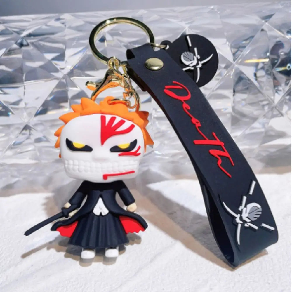 Anime Bleach Keychain Cosplay Kurosaki Ichigo Silicone Pendant Keyring Car Backpack Key Holder Accessories for Fans Quality Gift