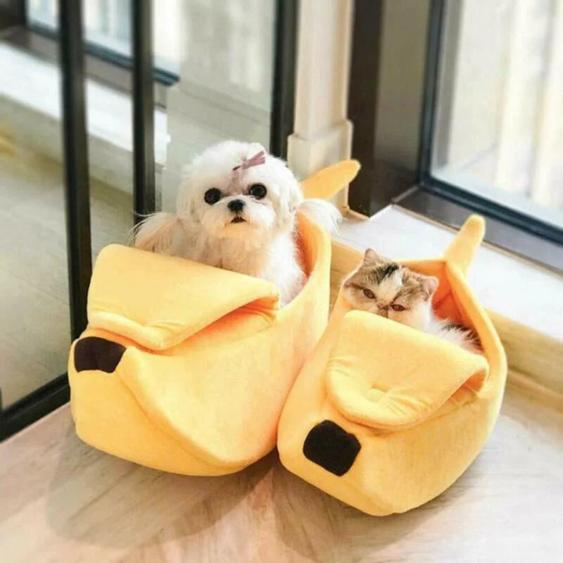 Cats Beds Deep Sleep Comfort In Winter Cat Bed Banana Shape For Cat's House Products Pets Creative Indoor Small Cat Dog Beds