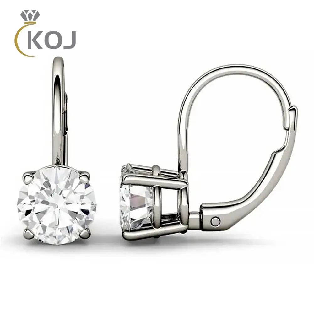 KOJ Women Four Prong Inlaid Moissanite Buckle Earrings 925 Silver Anniversary Accessory Earring Fashion Jewelry with Certificate