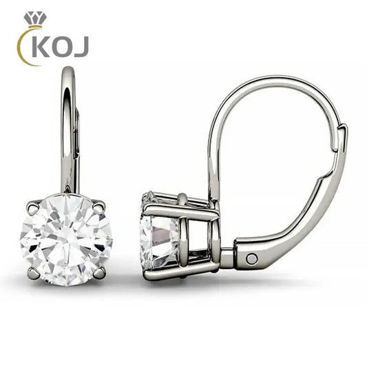 KOJ Women Four Prong Inlaid Moissanite Buckle Earrings 925 Silver Anniversary Accessory Earring Fashion Jewelry with Certificate