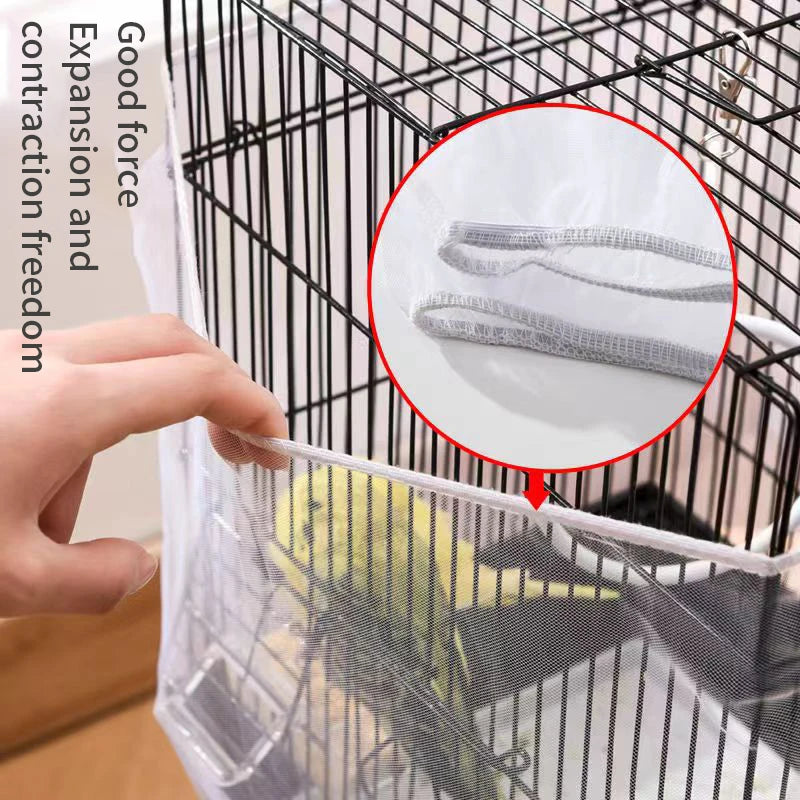 Receptor Seed Guard Nylon Mesh Bird Parrot Cover Soft Easy Cleaning Nylon Airy Fabric Mesh Bird Cage Cover Seed Catcher Guard