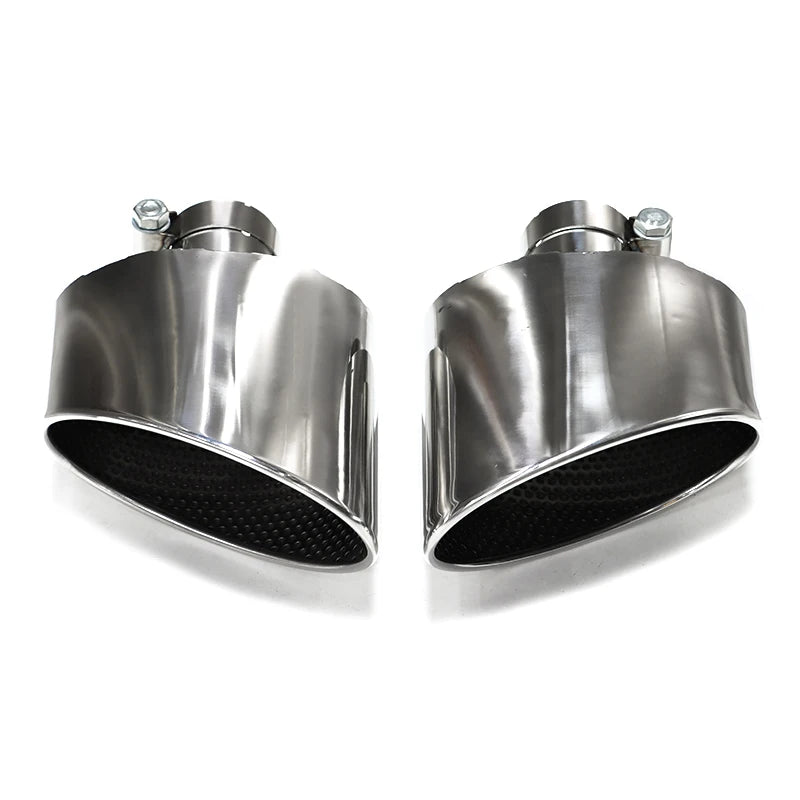 Oval Exhaust Tip For For Audi A3 A4 A5 A6 A7 Upgrade To RS3 RS4 RS5 RS6 RS7 Look Tailpipe Nozzle Exhaust System Muffler Tip