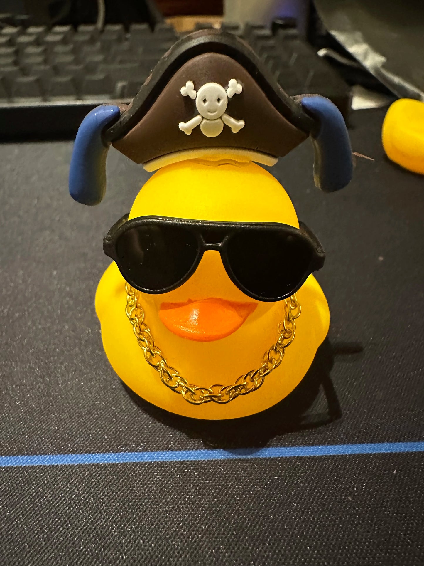 Car Duck Car Rubber Dashboard Decorations Ornament Yellow Duck with Mini Swim Ring Sun Cowboy Hat Necklace