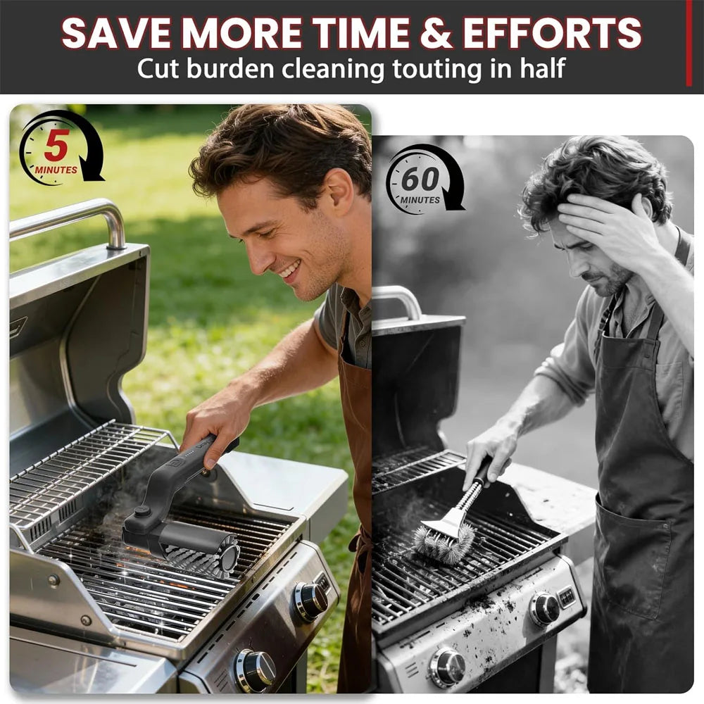 Electric Rotating BBQ Grill Brush Heavy Duty Grease Cleaner New Roller Brush Cleaning Barbecue Grid Brush Tool or Brush Head