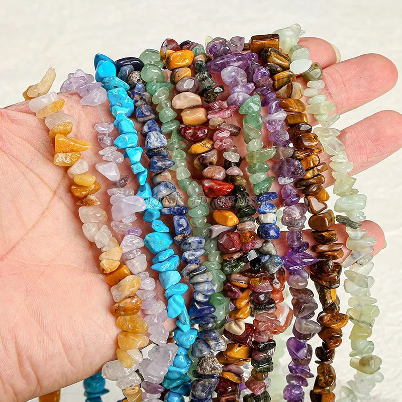 5-8mm Natutal Stone Irregular Quartz Amethyst Gravel Beads Freeform Chip Tiger Eye For Jewelry Making Diy Bracelet Necklace 15"