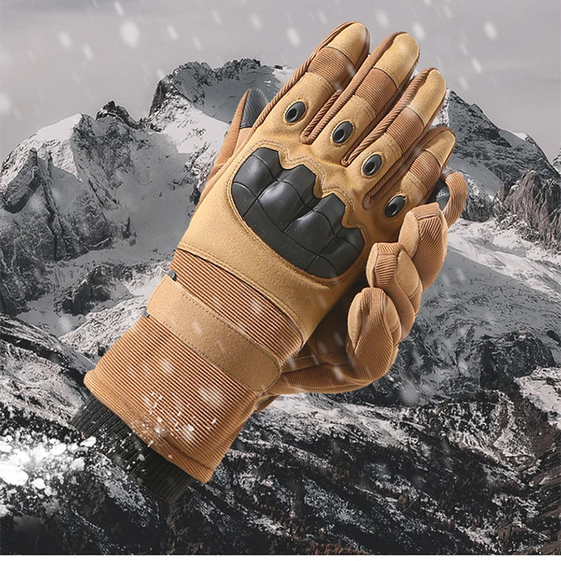 Winter Gloves for Men Outdoor Motorcycle Riding Windproof Cold-proof Anti-slip Warm Touch Screen Fleece Thickened Skiing Gloves