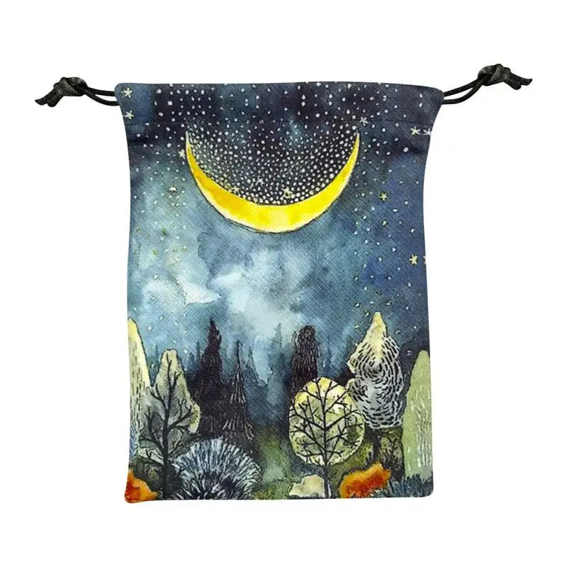Printed Velvet Tarot Carods Storage Bag Oracle Card Witch Divination Accessories Board Games Mini Drawstring Package