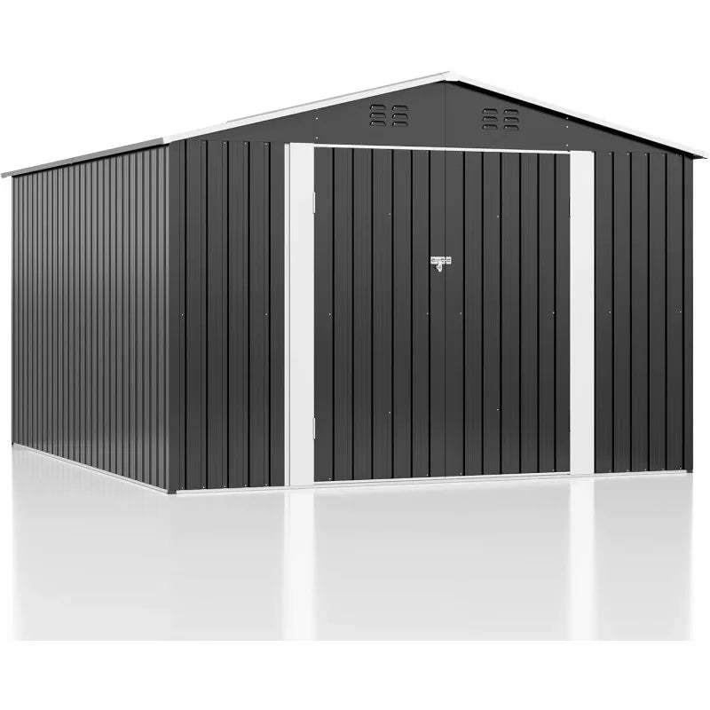 Outdoor Storage Shed 6 X 8 FtWholesale Tool Shed Metal Storage Garden Shed with Door & Lock for Patio Storage Brown