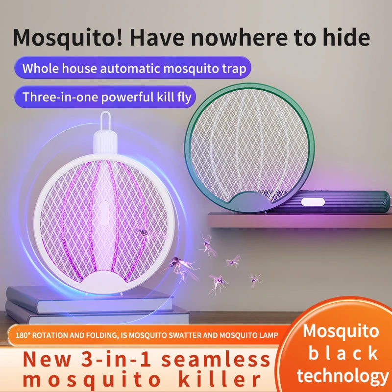 Tree-in-one Foldable Electric Mosquito Killer Fly Swatter Trap Light Wave Mosquito Luring Home Wall-Mounted Mosquito Killing