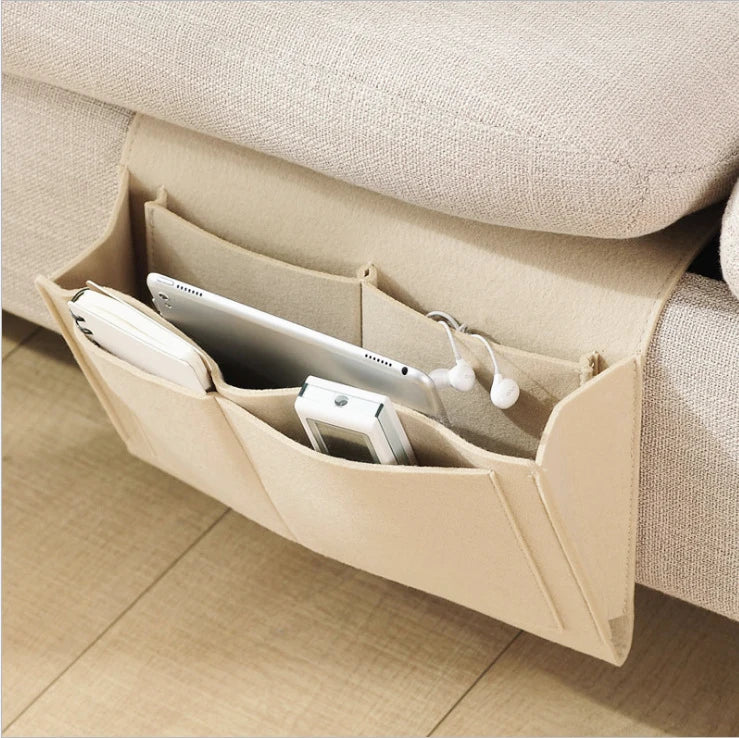 Felt Bedside Storage Organizer Anti-slip Bedside Bag Bed Sofa Side Pouch Hanging Couch Storage Bed Holder Pockets for Sofa