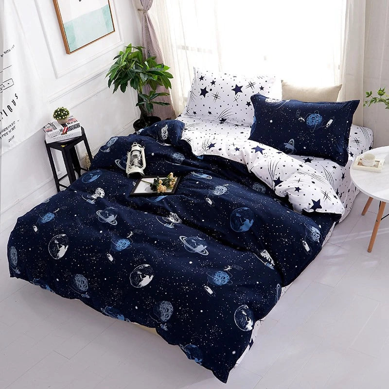 Solstice Home Textile Black Lattice Duvet Cover Pillowcase Bed Sheet Simple Boy Girls Bedding Sets Single Twin Double Cover Beds