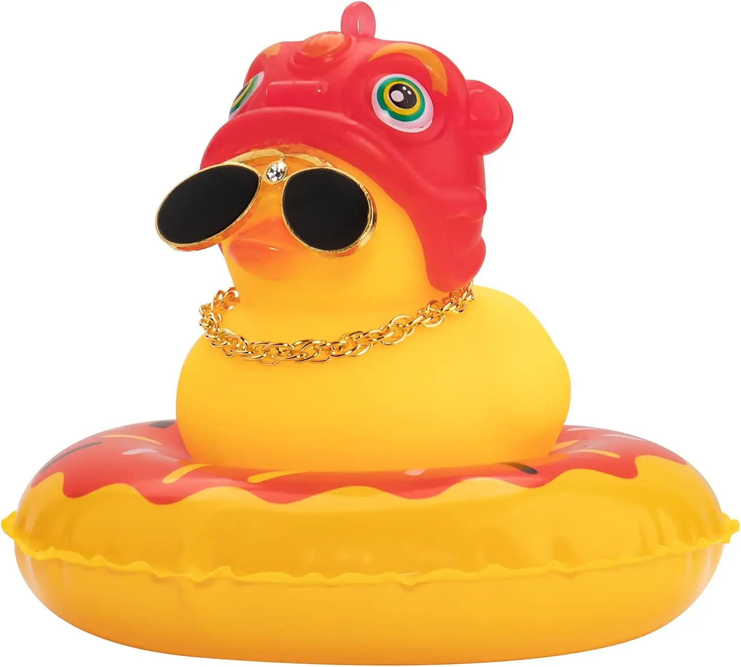 Rubber Duck Dashboard Decorations Camera Duck Car Accessories for Car Ornament with Mini Hat Swim Ring Necklace and Sunglasses