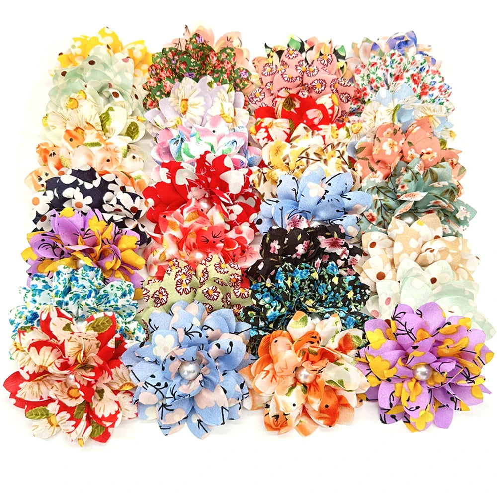 50/100pcs Big Flower-Collar Dog Flower Collar Remove Dog Bowtie Collar Accessories Pets Bow Ties Collar For Small-Large Dogs