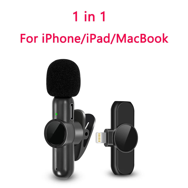 K61 Wireless Lavalier Microphone Audio Video Recording Mini Mic For iPhone iPad Android Laptop Live Gaming Smartphone Microphone