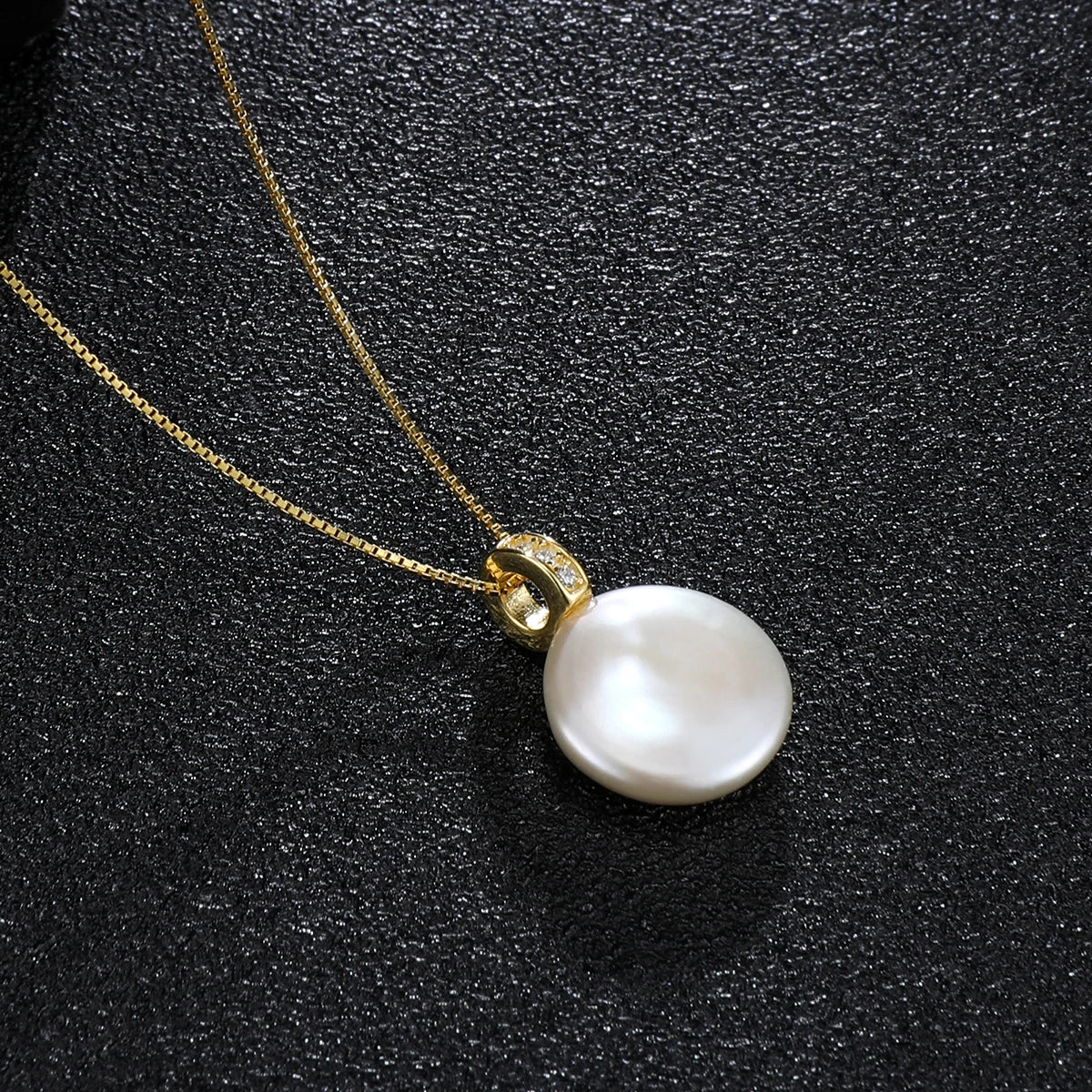 HENGSHENG Simple 12-13mm Freshwater Big Button Shape White Pearl 925 Sterling Silver Pendant Necklace For Women Girls Jewelry