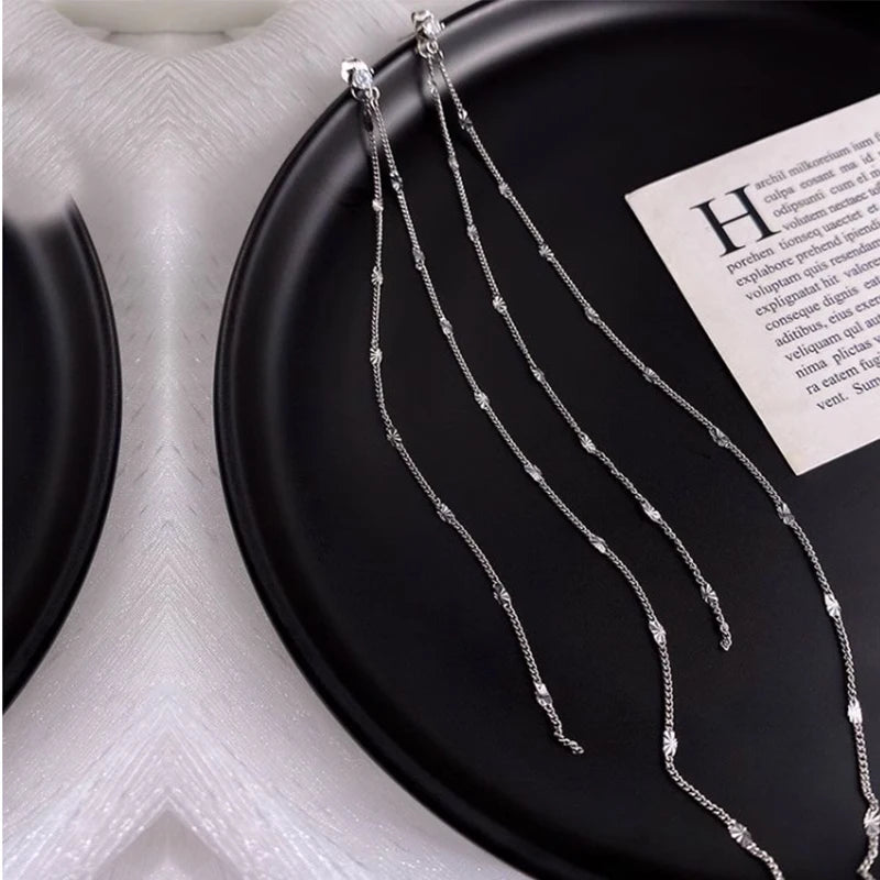 925 Sterling Silver Long Tassel Earrings for Women Temperament Ear Line Fine Jewelry Accessorie Party Gifts