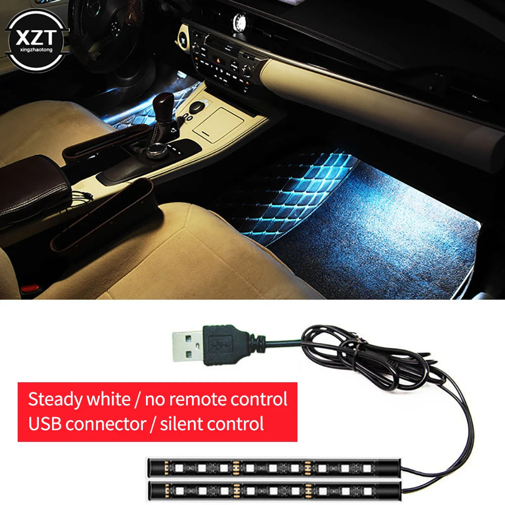 Usb Foot Pad Atmosphere Light Interior Decorative Lamp Auto Atmosphere Lamps Car-Styling 2pcs Car LED Dash Floor Foot Strip Ligh