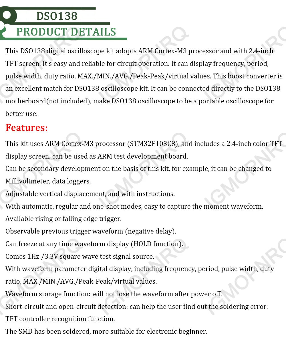 1PCS DSO138 2.4" TFT Digital Oscilloscope Kit DIY 200KHz Tester 1Msps Bandwidth Probe Electronic Production Suite