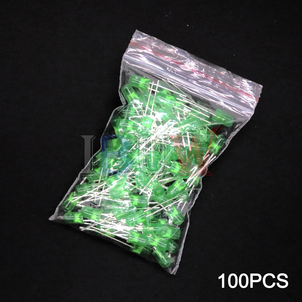 100PCS/LOT 5mm LED Diode F5 Assorted Kit IBUW White Green Red Blue Yellow Orange Pink Purple Warm White DIY Light Emitting Diode
