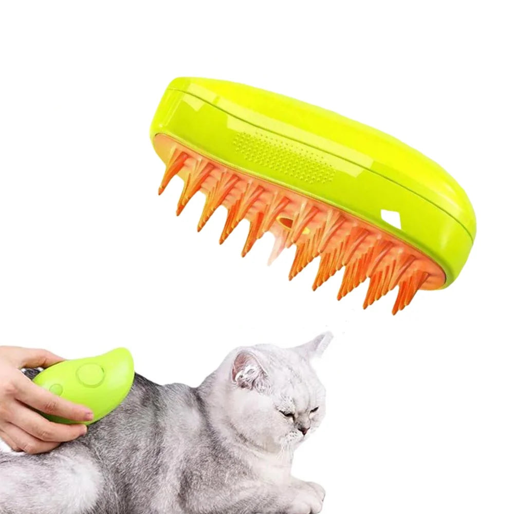 Steamy Dog Brush Electric Spray Cat Hair Brush 3 in1 Dog Steamer Brush for Massage Pet Grooming Removing Tangled and Loose Hair