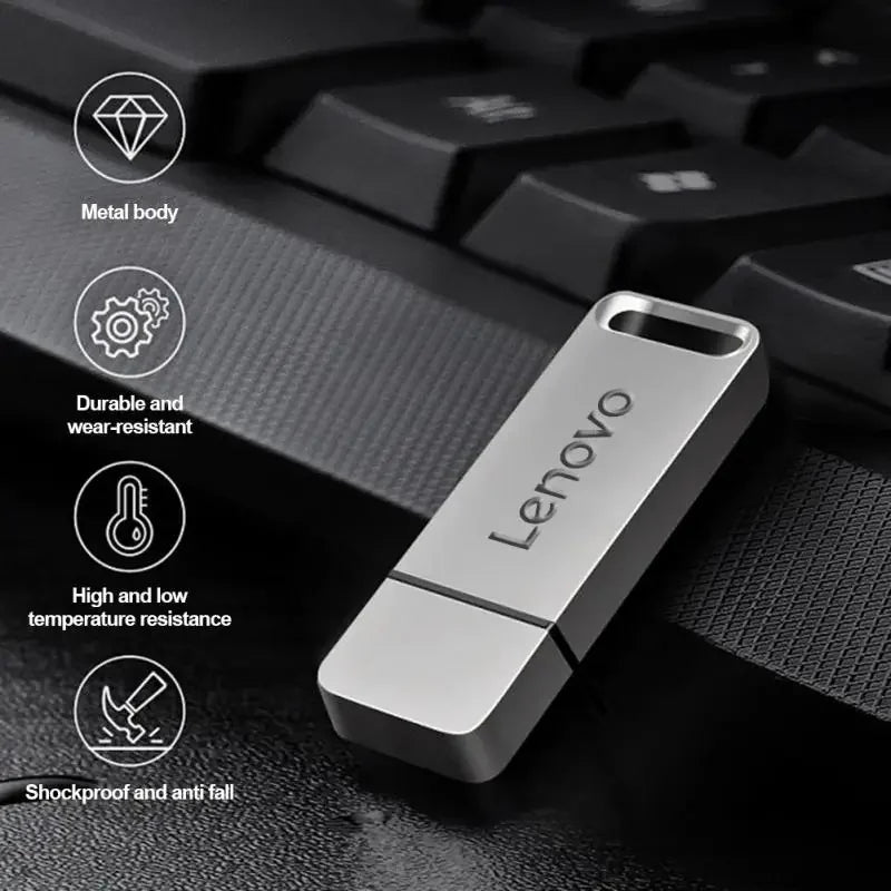 Lenovo Original 2TB USB 3.2 Flash Drive High-Speed Pen Drive 1TB 512GB Metal Waterproof USB Memory For Computer Storage Devices