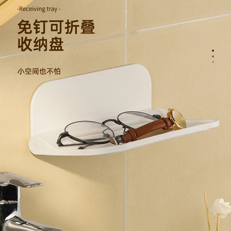 Portable Bedside Storage Shelf Wall-mounted Bed Head Rack Retractable Foldable Hanging Shelf Kitchen Bathroom Storage Holder