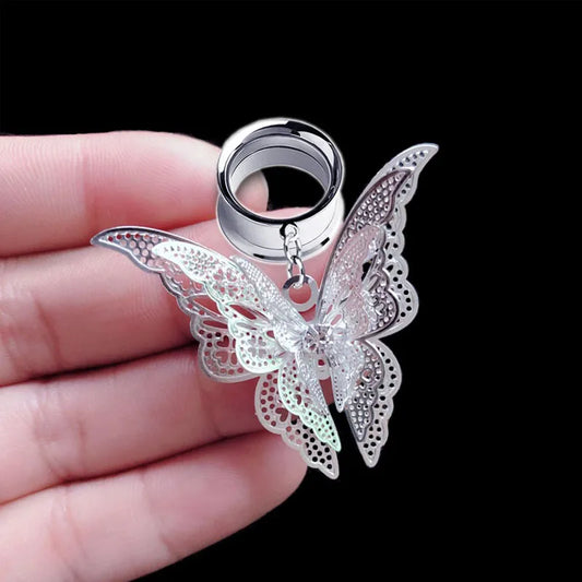 1Pc Beauty Butter Fly Wing Pendant Ear Tunnel Plugs and Gauges Flesh Piercing Expander Plug Earrings