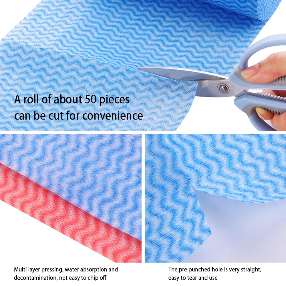 50 Count/Roll Cleaning Towels Reusable Cleaning Cloth Dish Rags Kitchen Paper Towels Handy Durable Multi Use Household Supplies