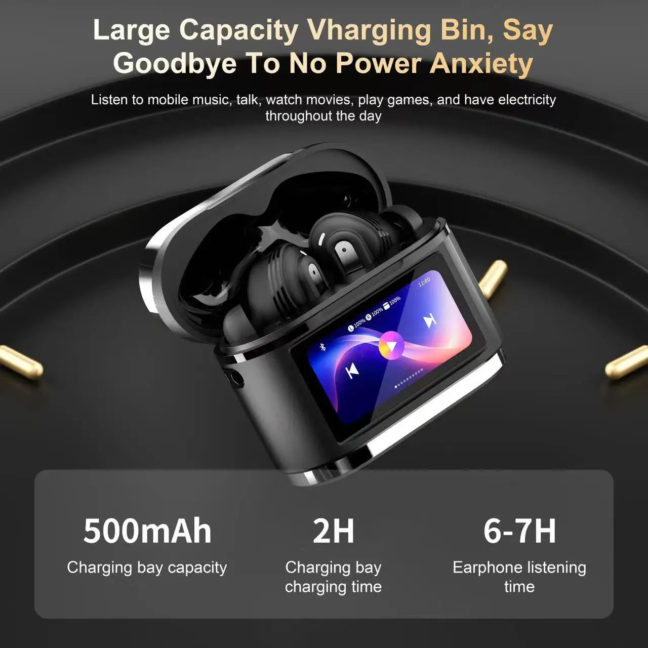 XIAOMI True Wireless Earphones ANC Noise Cancelling HiFi With LCD Touch Screen Visible Sports Waterproof Headset Built-in Mic