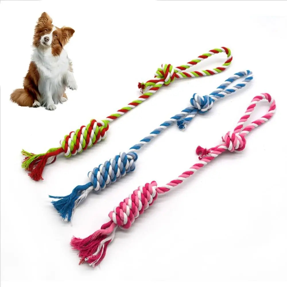 1pc Dog Cotton Rope Chew Toy Durable Braided Teeth Cleaning Toys for Small Medium Dog Outdoor Interactive Training Pet Supplies