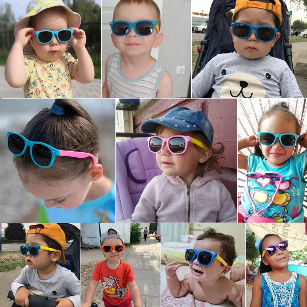 Fashion Polarized Sunglasses for Kid Silicone Safety Glasses Gift for Children Baby UV400 Eyewear Boys Girls Square Sun Glasses