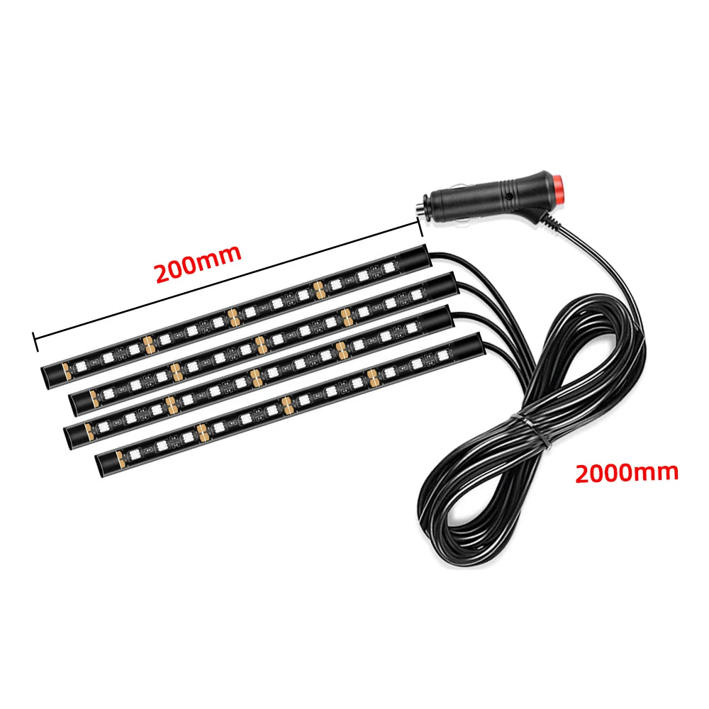 KEBIDUMEI Auto Decorative Lamp 48 LED 4 In 1 Car Interior Atmosphere Lights  5050 Foot Strip Lights Auto Accessories For 12-24V