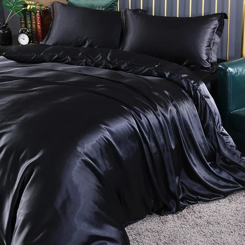 blending Mulberry Silk Bedding Set Silky High-end Queen Size Duvet Cover Set with Fitted Sheet Luxury Bedding Sets King Bed Sets