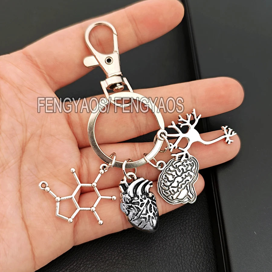 Psychological Keychain for Men Psychology Key Holder for Keys Medical Brain Key Chains House for Cardiology Doctors