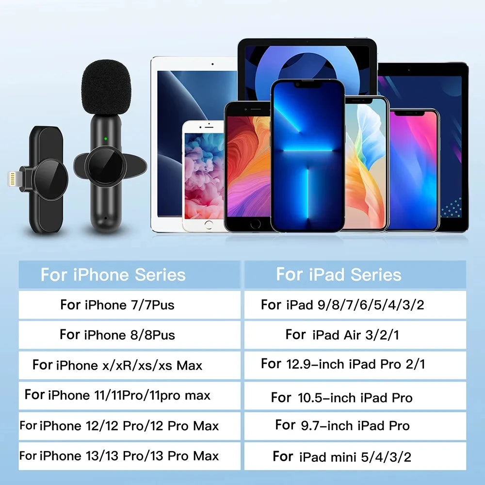 K61 Wireless Lavalier Microphone Audio Video Recording Mini Mic For iPhone iPad Android Laptop Live Gaming Smartphone Microphone