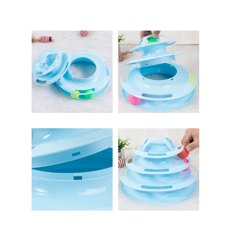 Pet Toy Three Layer Ball Cat Wheel Cat Interactive Puzzle Track Toy Cat Space Tower Amusement Plate