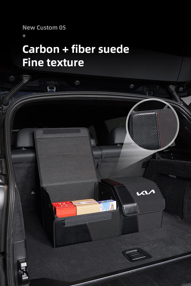 KIA Folding Car Trunk Organizer Box Storage Bag Tools Tidying For KIA EV6 Stinger RIO Sorento Picanto Ceed Borrego Syros K4 K5
