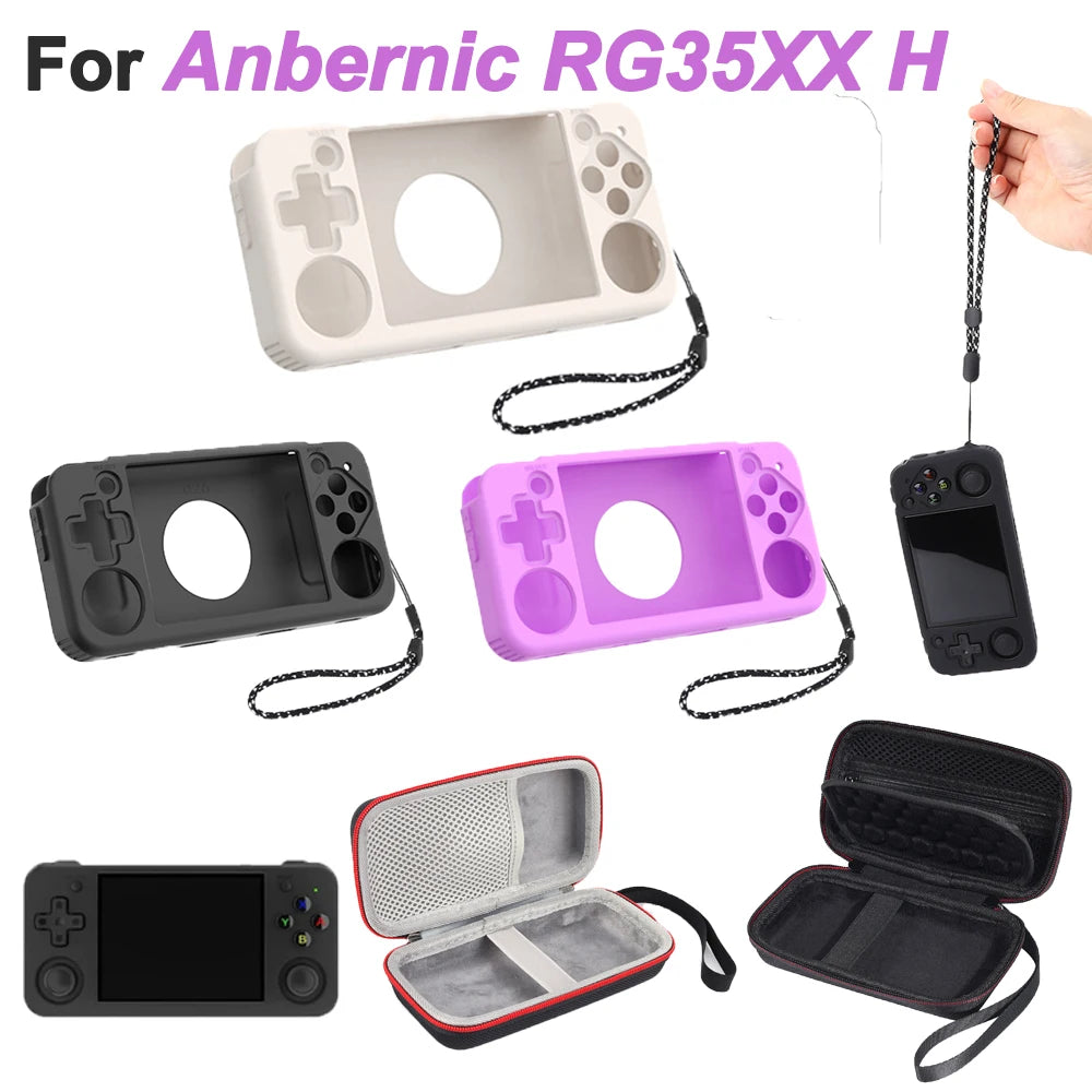 Hard Carrying Case for Anbernic RG35XX H Retro Game Console Silicone Protective Case Cover Protective Sleeve Skin for RG35XX H