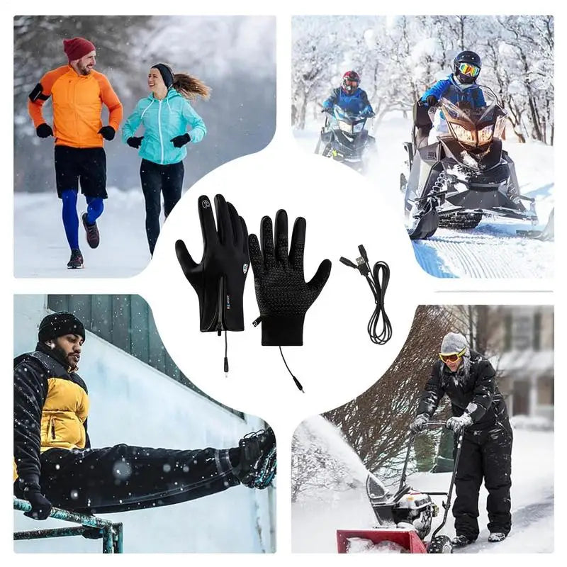 Heated Work Gloves Rechargeable Hand Warming Gloves Non-Slip Winter Gloves With Zipper Design Ice Fishing Gear For Men Women